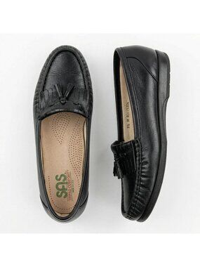 SAS Women's Tripad Comfort Black Leather Kiltie Tassel Slip-On Loafer Size 9 ½ M